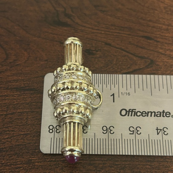 Vintage 14kt yellow gold diamond and ruby pin - Picture 10 of 10